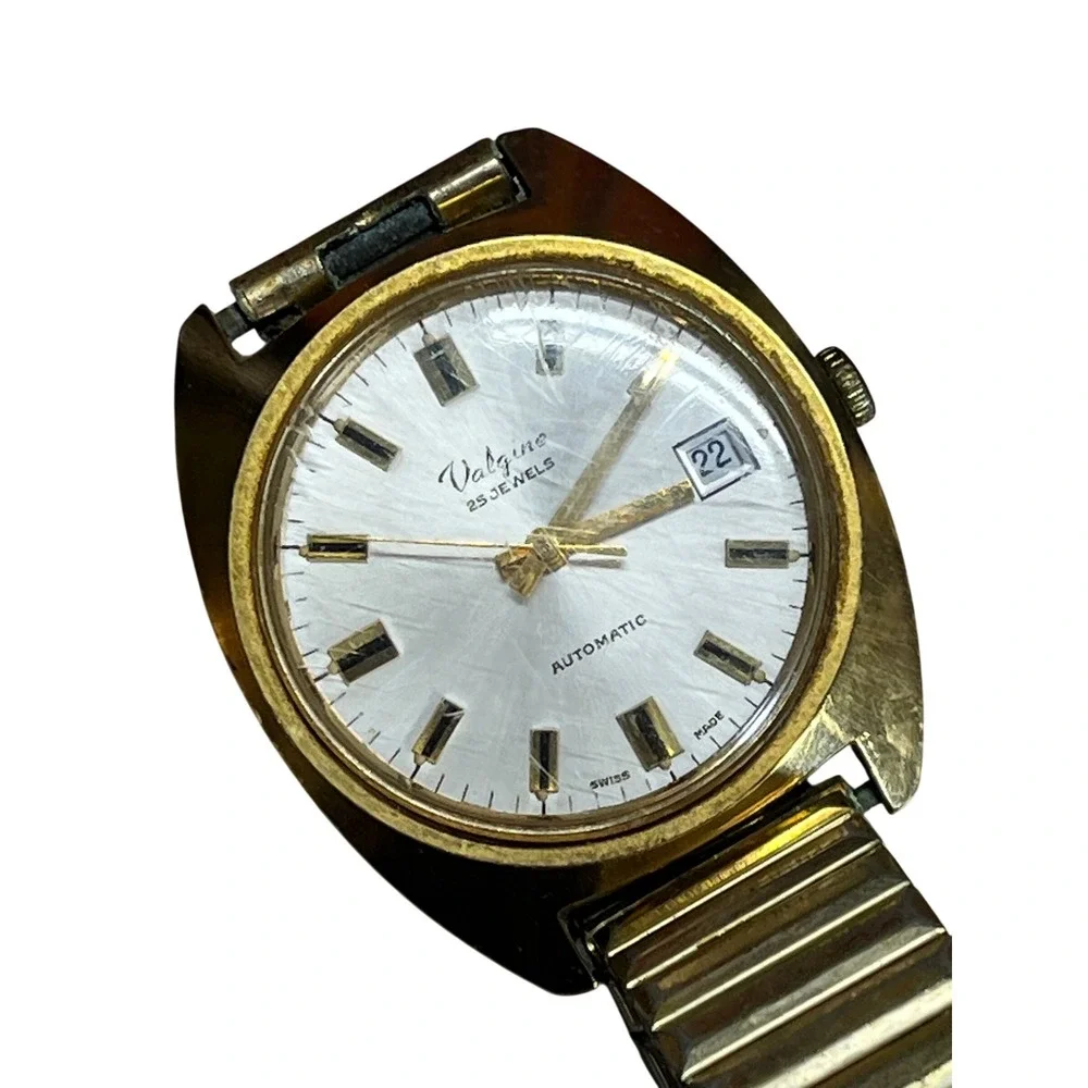 Vintage Valgine 25 Jewels Automatic Swiss Made Gold Tone Watch Expansion Band